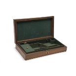 AN ENGLISH OAK STORAGE CASE FOR A REVOLVER, UNSIGNED, third quarter of the 19th century and possibly