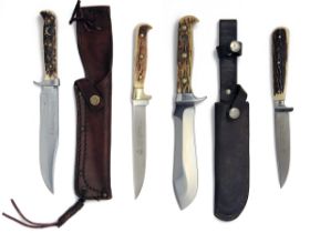 PUMA, SOLINGEN A COLLECTION OF FOUR SHEATH-KNIVES, SOME BOXED, including a boxed model '