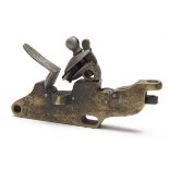 A BRASS-BODIED FLINTLOCK CANNON-IGNITER, UNSIGNED, no visible serial number, Continental, probably