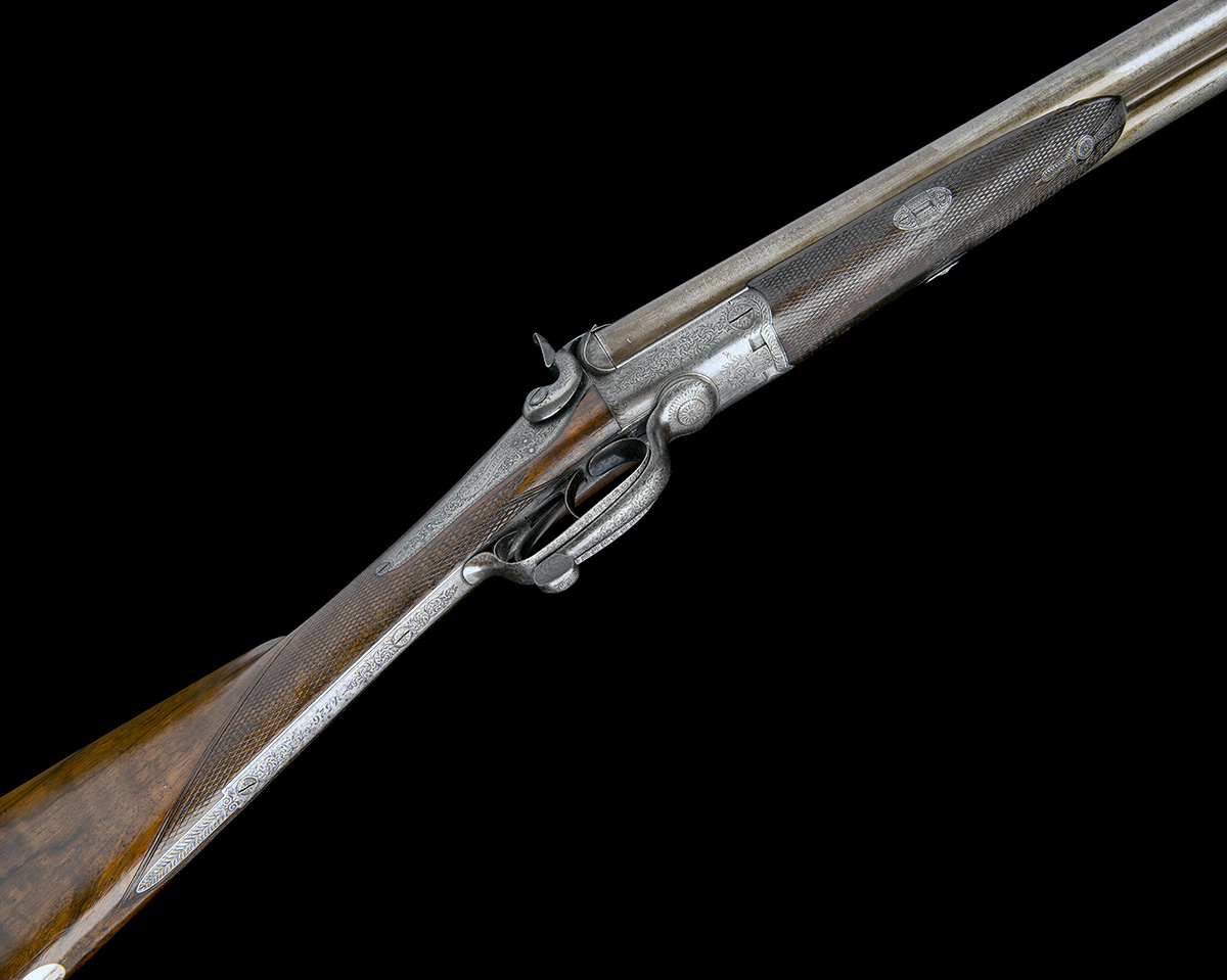J. BLANCH & SON A 12-BORE ROTARY-UNDERLEVER PINFIRE HAMMERGUN, serial no. 4326, 30in. damascus - Image 3 of 7