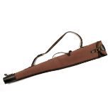 PARSONS & SONS A CANVAS AND LEATHER FLEECE-LINED SINGLE GUNSLIP, with leather shoulder strap and