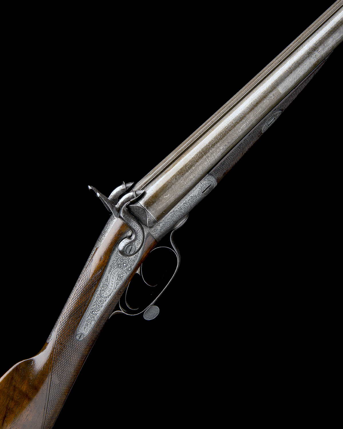 J. BLANCH & SON A 12-BORE ROTARY-UNDERLEVER PINFIRE HAMMERGUN, serial no. 4326, 30in. damascus