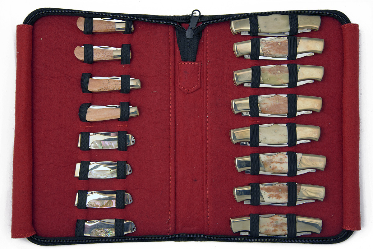 THREE COLLECTOR'S CORDURA CASES CONTAINING 48 POCKET FOLDING AND LOCK KNIVES, assorted repeated - Image 2 of 3