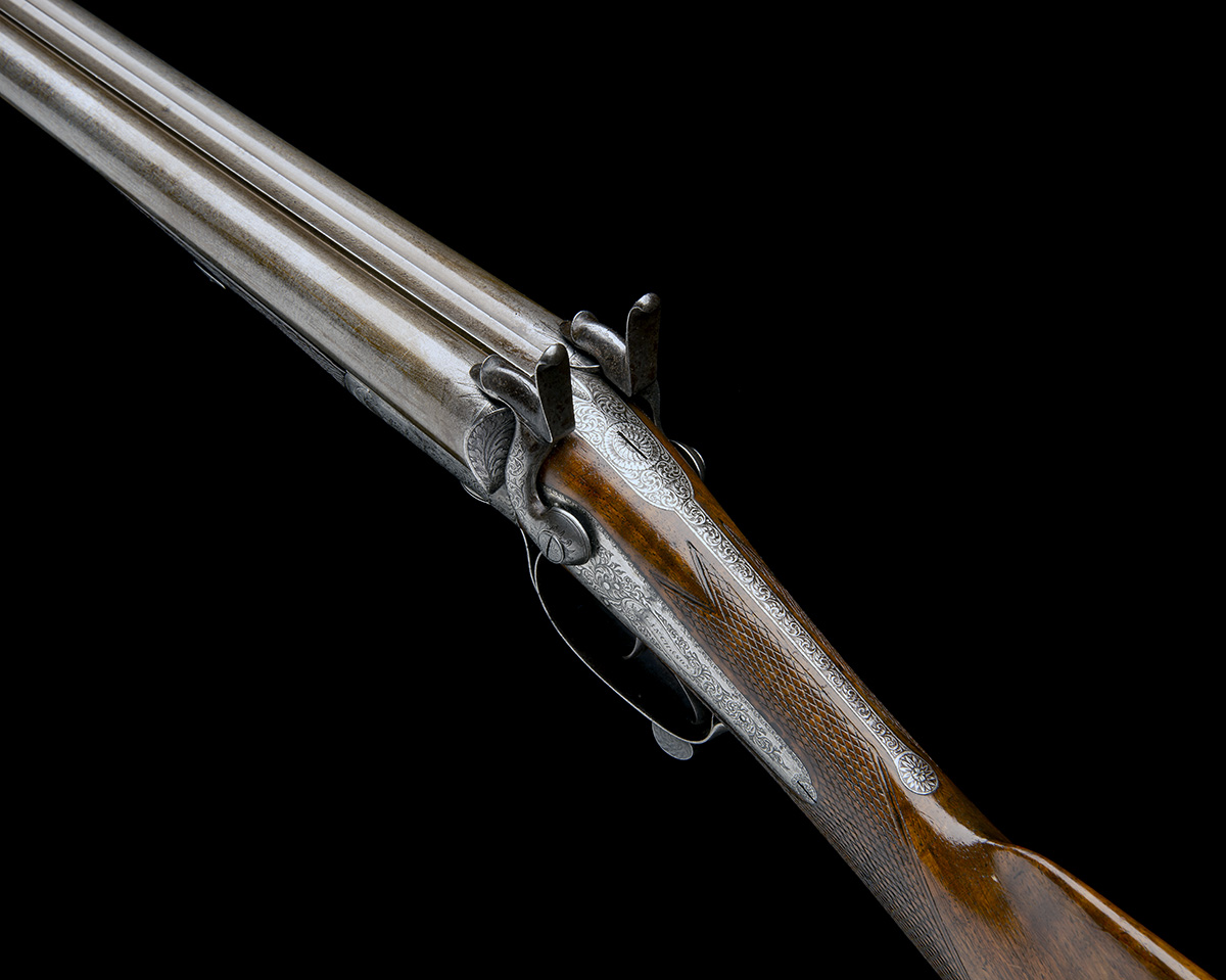 J. BLANCH & SON A 12-BORE ROTARY-UNDERLEVER PINFIRE HAMMERGUN, serial no. 4326, 30in. damascus - Image 4 of 7