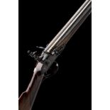 AN 18-BORE FLINTLOCK DOUBLE-BARRELLED SPORTING-GUN SIGNED 'CROMAR', no visible serial number,