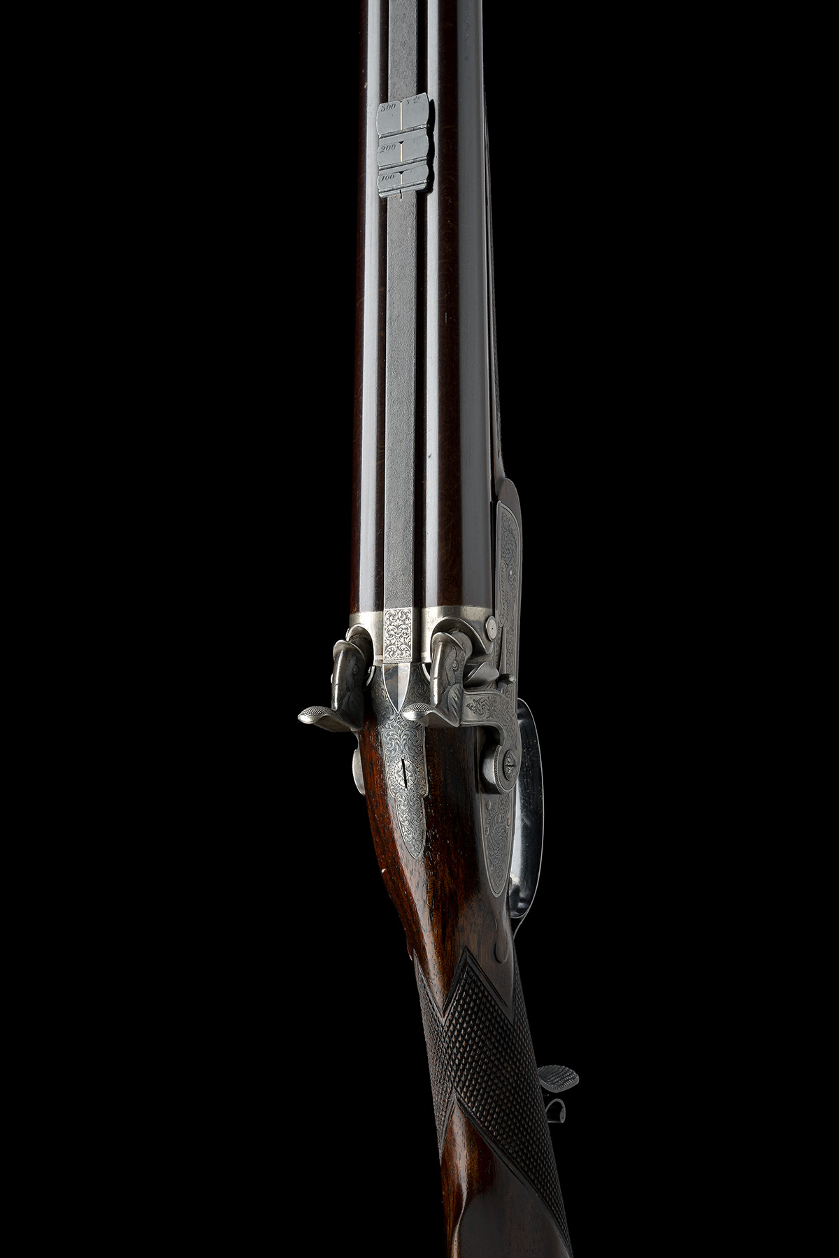 CHARLES LANCASTER, LONDON A FINE CASED 40-BORE PERCUSSION OVAL-BORED DOUBLE-RIFLE, serial no. - Image 3 of 9