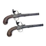 GRIFFIN & TOW, LONDON A PAIR OF LARGER 20-BORE FLINTLOCK CANNON-BARRELLED BELT-PISTOLS, no visible