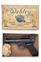 WEBLEY & SCOTT, BIRMINGHAM A SCARCE BOXED .177 BARREL-COCKING AIR-PISTOL, MODEL 'PRE-WAR SLANT-