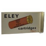 THREE VETERAN ENAMEL WALL-MOUNTED SIGNS FOR ELEY-KYNOCH CARTRIDGES, each 22in. x 12in. and with