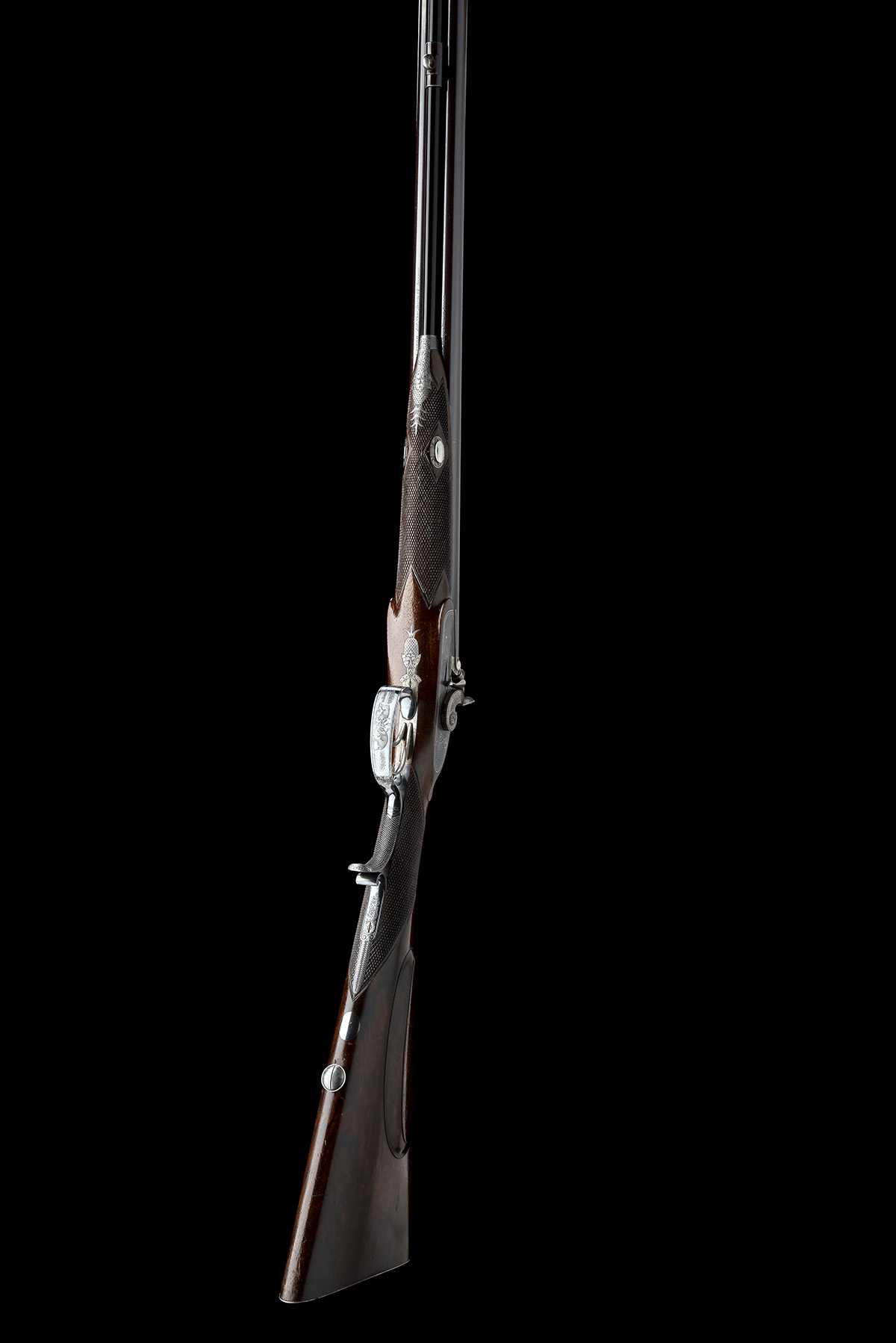 CHARLES LANCASTER, LONDON A FINE CASED 40-BORE PERCUSSION OVAL-BORED DOUBLE-RIFLE, serial no. - Image 5 of 9