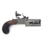SOUTHALL, LONDON A 50-BORE FLINTLOCK TAP-ACTION OVER-UNDER TRAVELLING-PISTOL WITH SPRUNG BAYONET, no