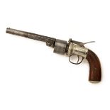 A 52-BORE PERCUSSION TRANSITIONAL REVOLVER SIGNED 'BAKER'S PATENT', serial no. 2141, circa 1853,