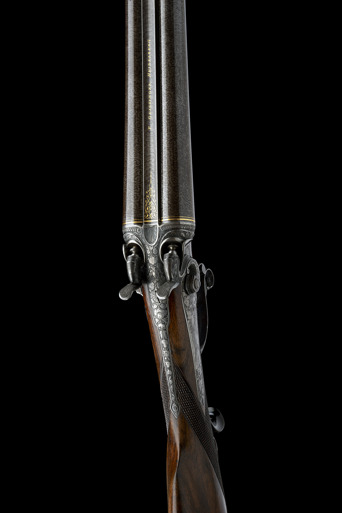 F. GEISSINGER (HEIDELBERG) A FINE AND UNUSUAL 12-BORE UNDERLEVER HAMMERGUN, serial no. 11171, for - Image 4 of 10