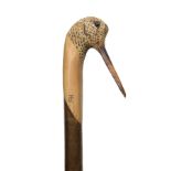 IAN JAMES A FINE HAND-CARVED SPORTSMAN'S STAFF, measuring approx. 48 1/2in. in length, with hard