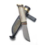 MARTTIINI, FINLAND A BOXED LIMITED EDITION DAMASCUS AND MOOSE-ANTLER SPORTING KNIFE, serial no.