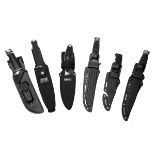 SOG, USA A COLLECTION OF SIX BOXED SHEATH-KNIVES, including a plain backed 'TEAMLEADER', a satin