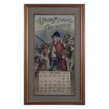 UNION METALLIC CARTRIDGE CO., USA A FRAMED AND GLAZED RARE POSTER WITH TEAR-OFF CALENDAR, dated