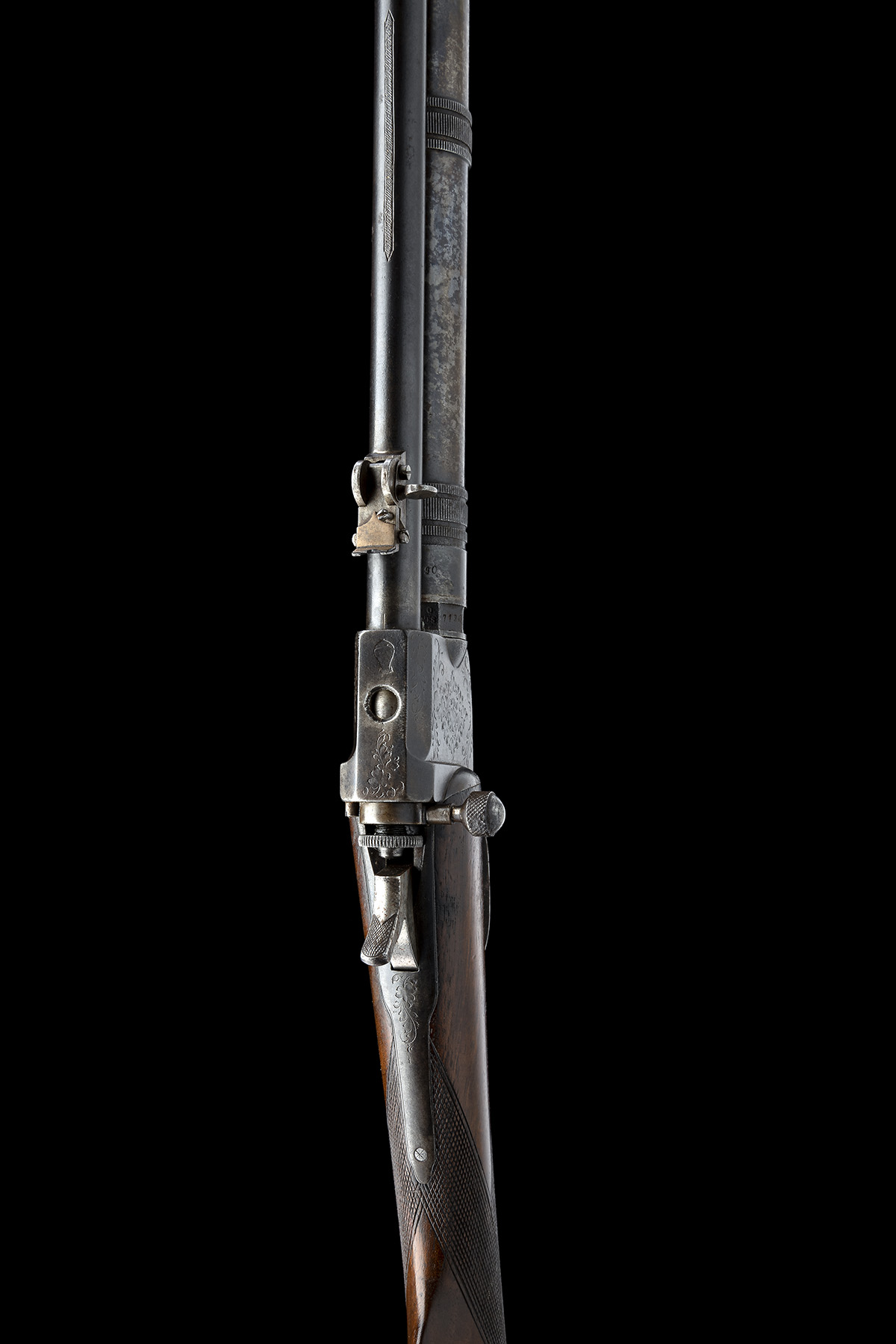 A SCARCE 8mm CO2-POWERED AIR-RIFLE, UNSIGNED, MODEL 'GIFFARD'S PATENT', serial no. 5029, circa 1880, - Image 6 of 8