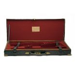 JOHN BLANCH & SON AN OAK AND LEATHER DOUBLE GUNCASE, fitted for 28in. barrels (could adapt to