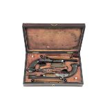 LE PAGE, PARIS A CASED PAIR OF 28-BORE PERCUSSION RIFLED OFFICERS or TARGET-PISTOLS, no visible