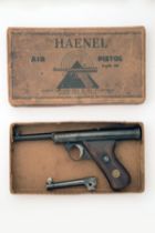 HAENEL, GERMANY A BOXED .177 & .22 RECEIVER-COCKING AIR-PISTOL, MODEL '28', serial no. 4752, pre-war