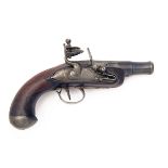 A 60-BORE FLINTLOCK CANNON-BARRELLED RIFLED POCKET-PISTOL, UNSIGNED, no visible serial number,