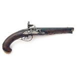 A 36-BORE FLINTLOCK DOUBLE-BARRELLED PISTOL SIGNED 'DORRIES', no visible serial number, French circa