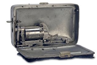 AN EXCEPTIONALLY RARE 5mm PINFIRE REVOLVER MECHANISM CONCEALED WITHIN A PURSE, MODEL 'FRANKENAU'S