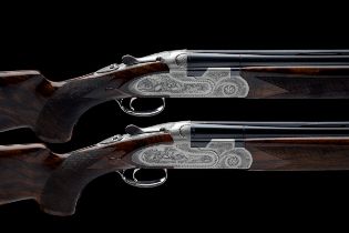 P. BERETTA A PAIR OF GRECO-ENGRAVED 12-BORE 'KENNEDY' SINGLE-TRIGGER SIDEPLATED OVER AND UNDER