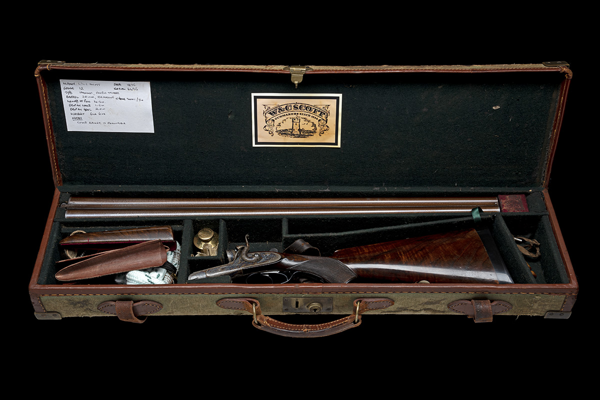 W. & C. SCOTT A 12-BORE 1865 PATENT TOPLEVER HAMMERGUN, serial no. 6495, circa 1875, 28in. nitro - Image 10 of 11