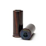 A PAIR OF 12-BORE BLUED STEEL AND COCOBOLO WOOD SNAP-CAPS, head stamp spuriously engraved 'PIOTTI