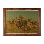 NOBEL, LONDON A RARE FRAMED AND GLAZED BIG GAME RIFLE CARTRIDGE ADVERTISING PRINT, circa 1900 and