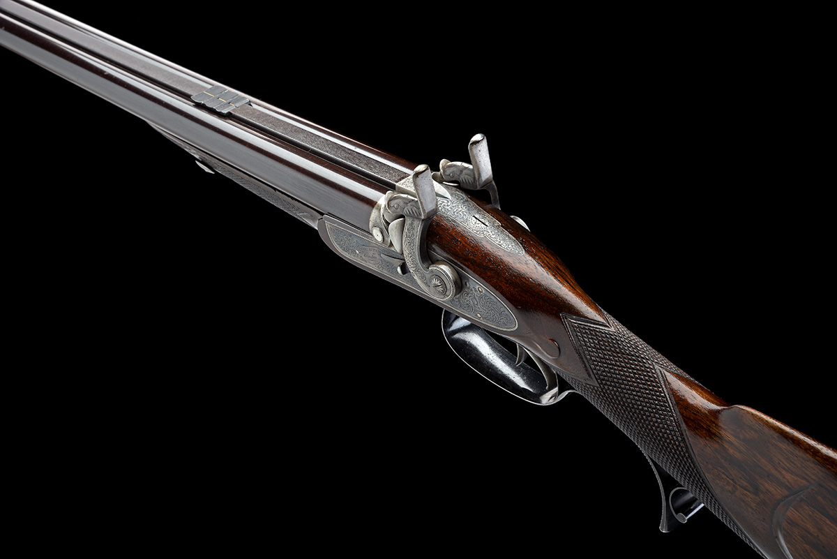 CHARLES LANCASTER, LONDON A FINE CASED 40-BORE PERCUSSION OVAL-BORED DOUBLE-RIFLE, serial no. - Image 7 of 9