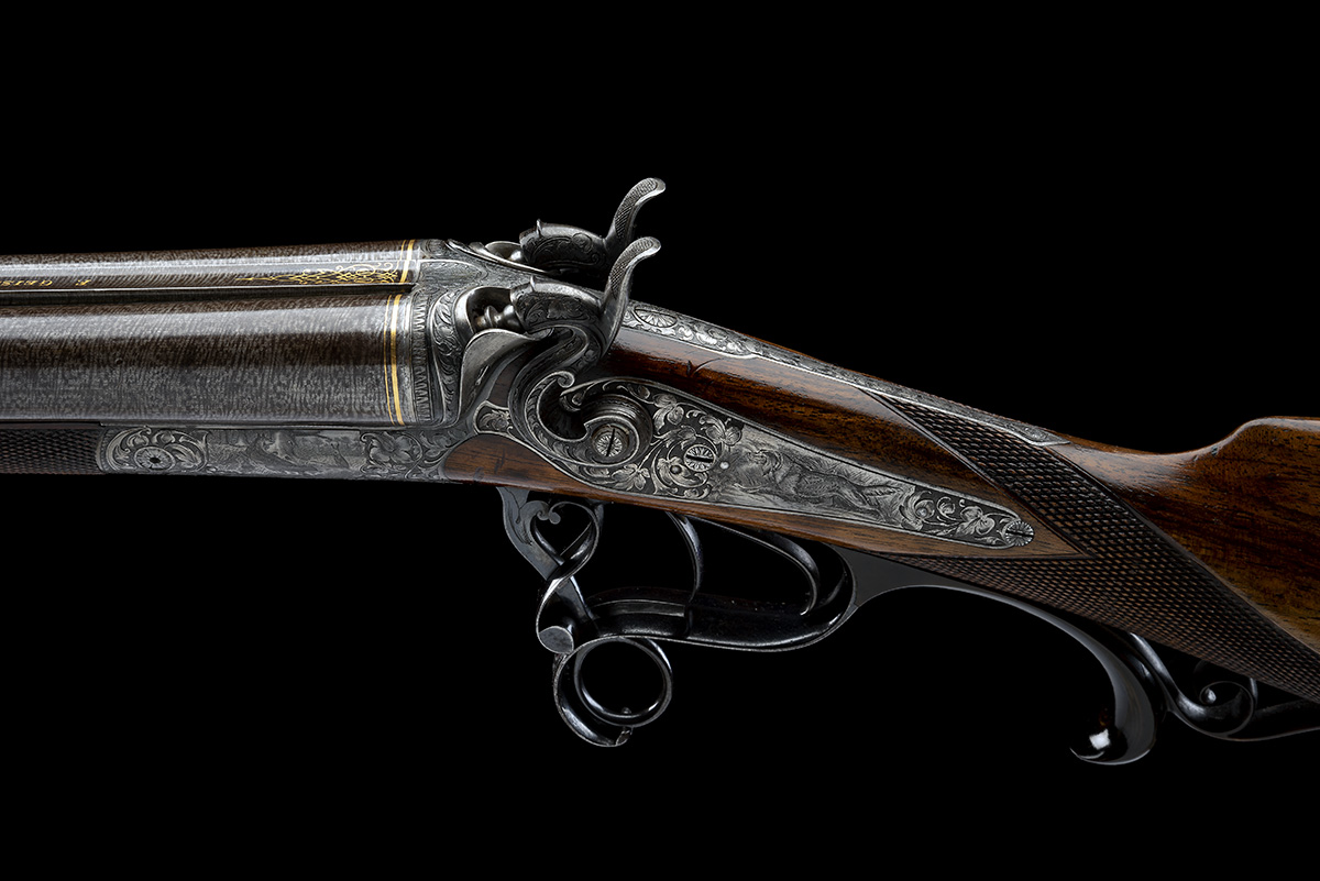 F. GEISSINGER (HEIDELBERG) A FINE AND UNUSUAL 12-BORE UNDERLEVER HAMMERGUN, serial no. 11171, for - Image 7 of 10