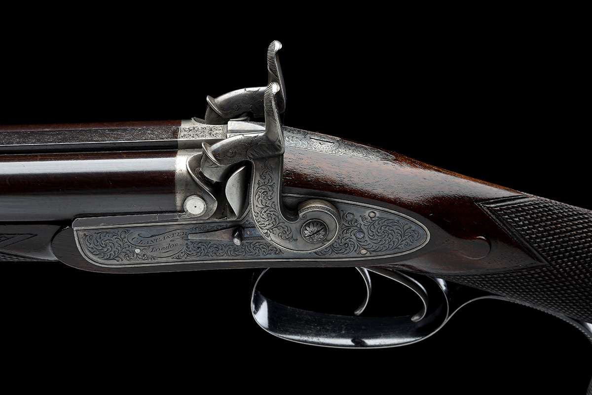 CHARLES LANCASTER, LONDON A FINE CASED 40-BORE PERCUSSION OVAL-BORED DOUBLE-RIFLE, serial no. - Image 6 of 9