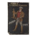 A COLLECTION OF FIVE RARE VINTAGE POWDER MANUFACTURERS SHOP ADVERTISEMENT CARDS, including a 19 1/