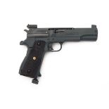 A RARE .22 CO2-POWERED AIR-PISTOL BY CROSMAN, MODEL '451 MILITARY 45', serial no. 001730, only