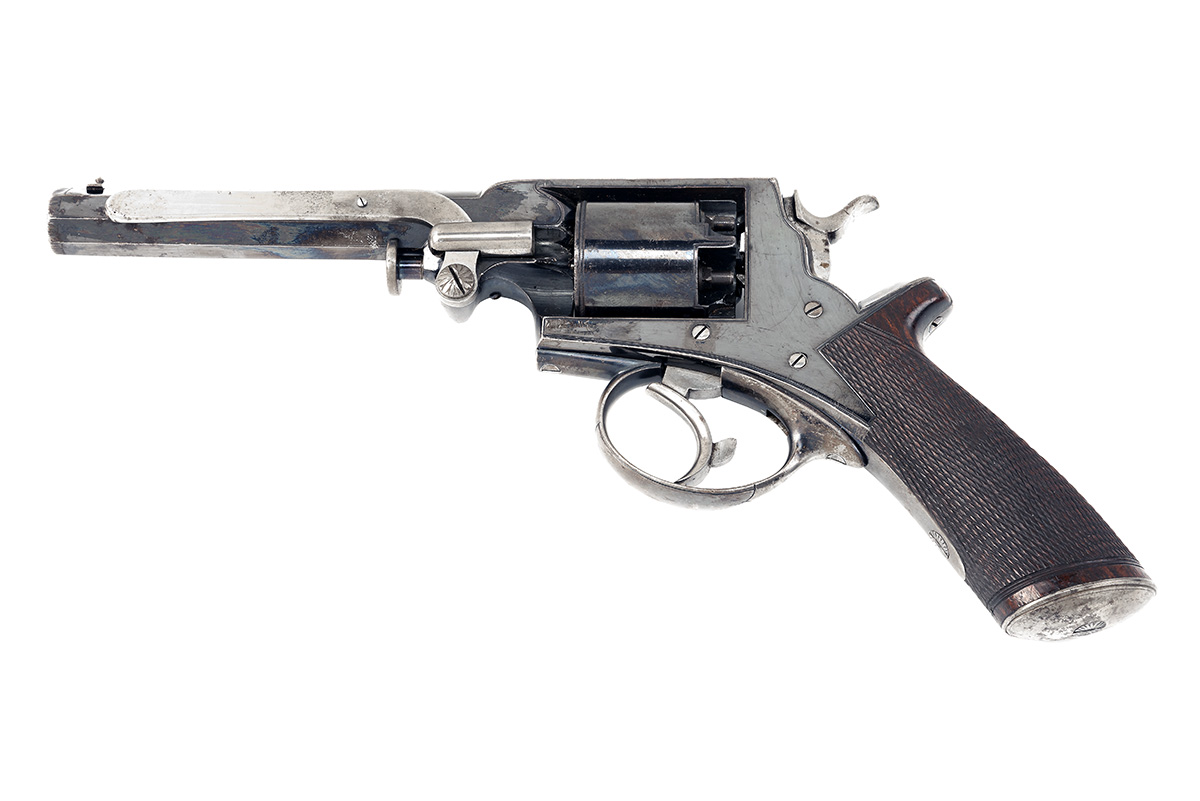 A GOOD CASED 54 BORE TRANTER FOURTH MODEL DOUBLE-ACTION PERCUSSION REVOLVER, RETAILED BY - Bild 3 aus 6