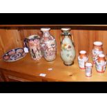A cluster of Japanese satsuma vases together with