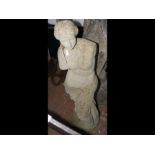 An 87cm high concrete garden female statue