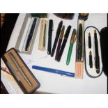 A selection of collectable old fountain pens inclu