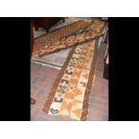 An old African Kuba cloth - 420cm x 60cm - with ge