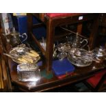 A quantity of plated ware, including flatware