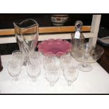 A set of eight cut glass sherry glasses, together