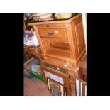 A pair of pine bedside cabinets (includes glass to