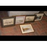 A selection of watercolours, lake and country scen