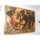 KAMBA LUESA - oil on canvas of four dancing ladies