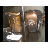 Two bronze Cashe pots - 7.5cms high