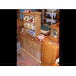 An antique pine pot cupboard, together with a hang