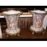 A pair of 45cm high decorative Famille Rose vases